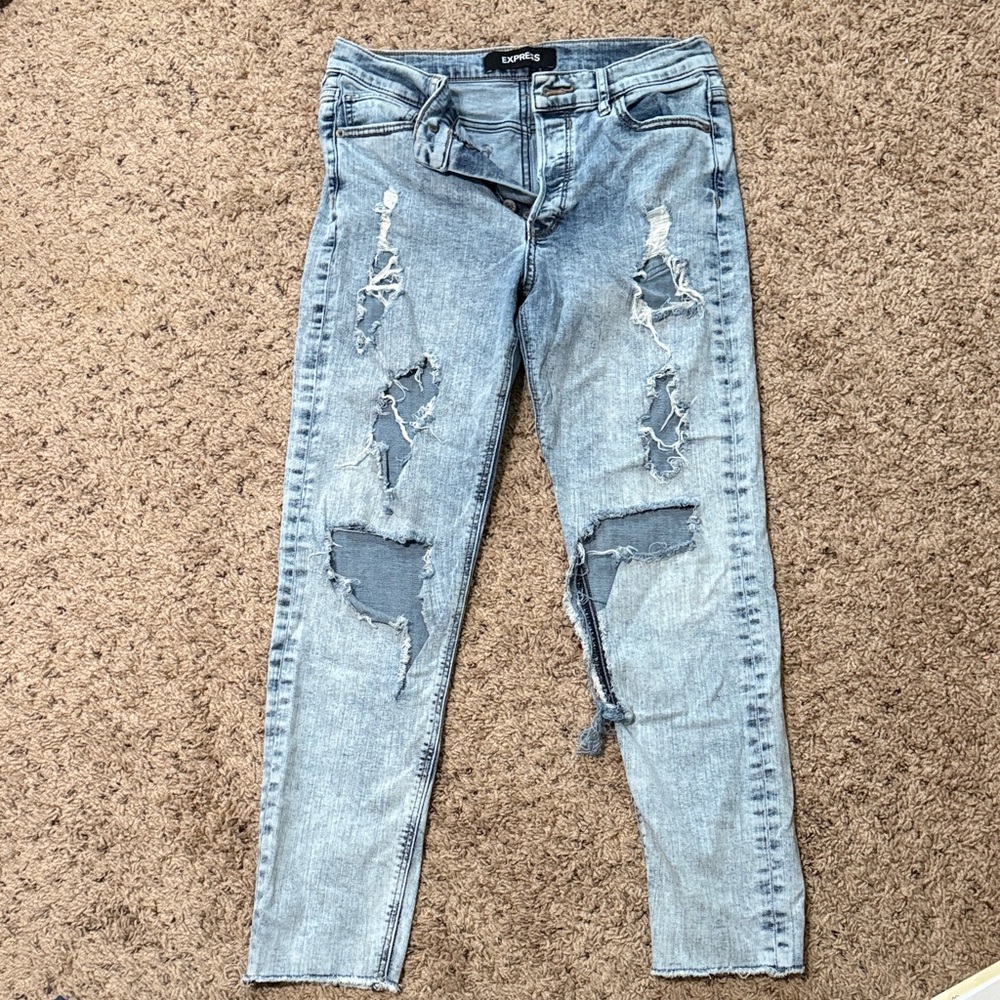 Express Distressed Skinny Jeans